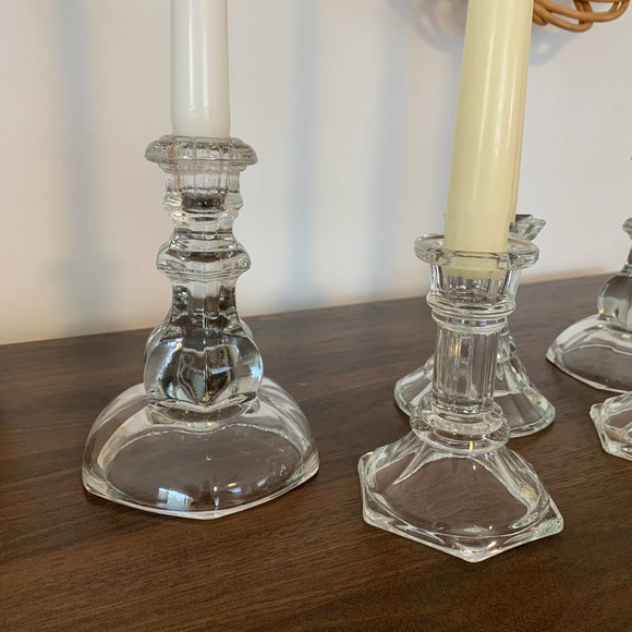 Vintage White Tapered Crystal Candlestick Set Boho - Picture 4 of 8